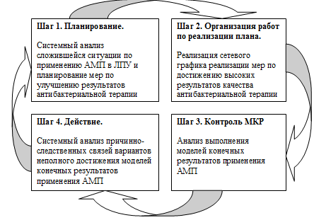 Схема цикла контроля качества применения АМП.