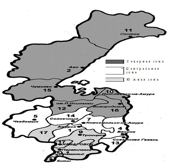 Принципиальная схема зонирования Хабаровского края (2010 г.)