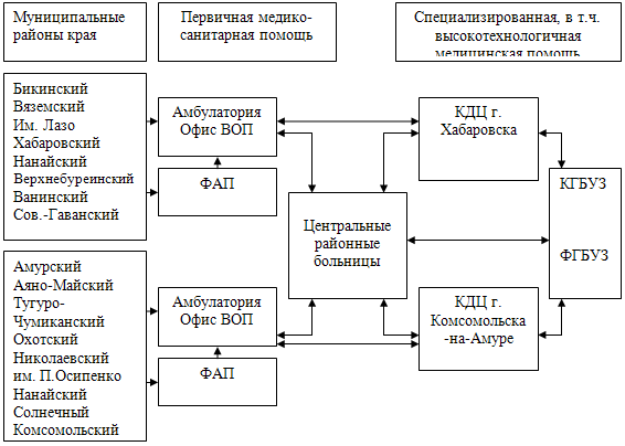 Рис. 62. Маршрутизация больных Хабаровского края, проживающих в сельской местности
